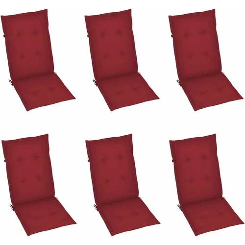  Jastuci za vrtne stolice 6 kom boja vina 120x50x3 cm od tkanine