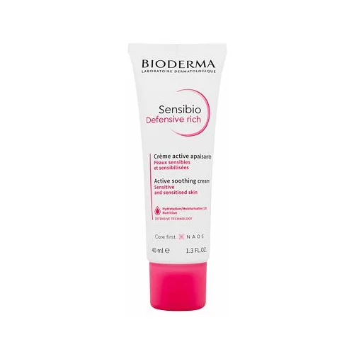 Bioderma Sensibio Defensive Rich Active Soothing Cream pomirjujoča krema za občutljivo kožo 40 ml za ženske