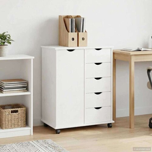  Mobilni ormar Bijelo 63 5 x 39 x 79 cm Čvrsto borovo drvo - Bijelo Cijene