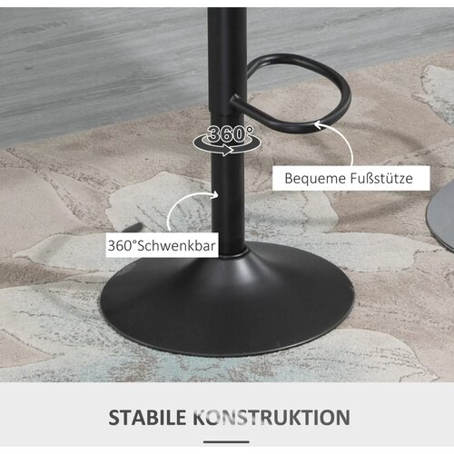  Set od 2 barske stolice izgled kože okretne podesiva visina oslonac za noge metalni okvir 47 x 52 x 87-109 cm siva Slike