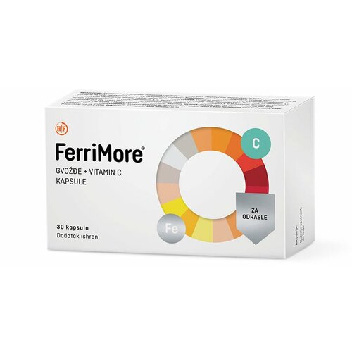 Hemofarm FerriMore® gvožđe i vitamin c (15/60mg) 30 kapsula 513943 Slike