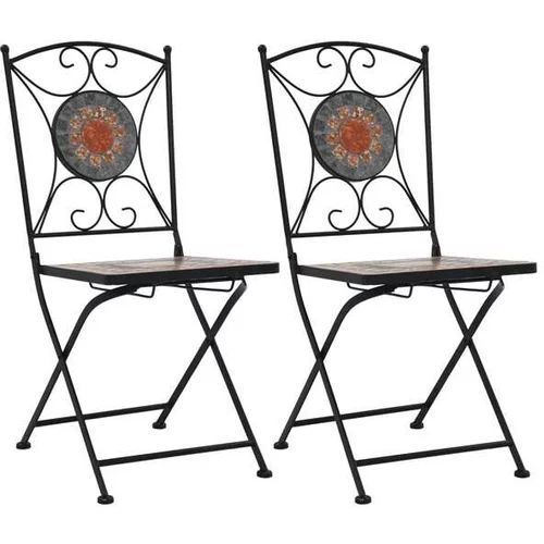  Bistro stoli z mozaikom 2 kosa oranžni/sivi