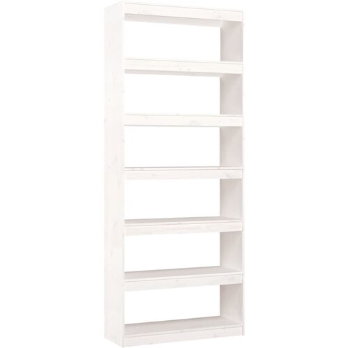 VidaXL Knjižna omara/pregrada bela 80x30x199,5 cm trdna borovina, (20705630) Slike
