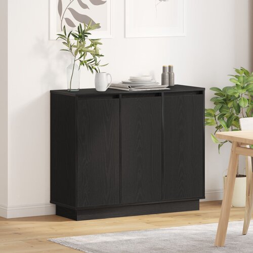 vidaXL Stranski stol s LED, črno hrast 90x32x75 cm, inženirski les Cene