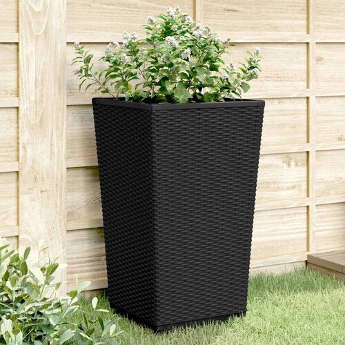 VidaXL Vrtne sadilice 2 kom crne 32 5 x 32 5 x 57 cm od PP-a Slike