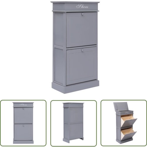 The Living Store Omarica za čevlje siva 50x28x98 cm les pavlovnije - Omarica Za Čevlje, (21744537) Slike