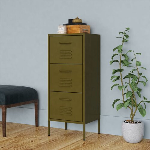 The Living Store Omara za shranjevanje olivno zelena 42,5x35x101,5 cm jeklo - Omara, (21430738) Slike