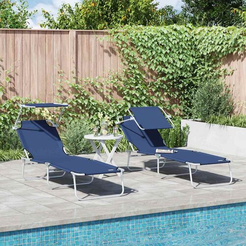 Ležaljka 2 pcs Plava 58 x 188 x 77cm Poliester Cene