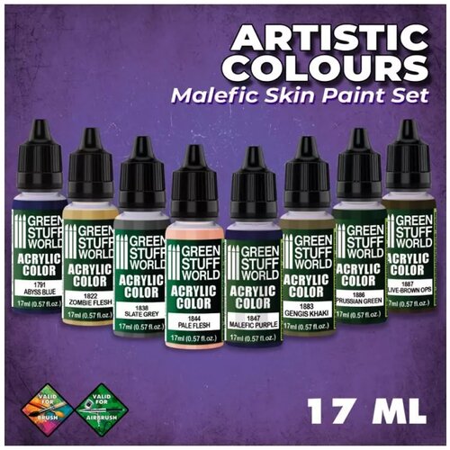 Green Stuff World paint set - malefic skin paint set (box x8) Slike