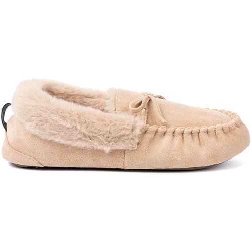 Shelvt Warm beige loafer slippers with a bow Slike