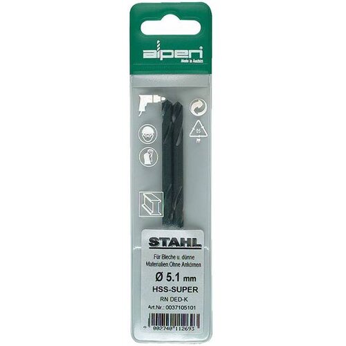 ALPEN burgija za pop-nitne hss fi 5,1mm 62x17mm na blisteru Cene