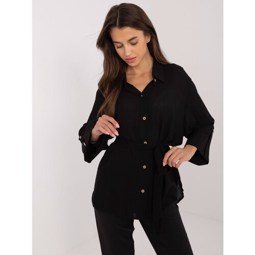 Fashion Hunters Black oversized button-down shirt with 3/4 sleeves Slike