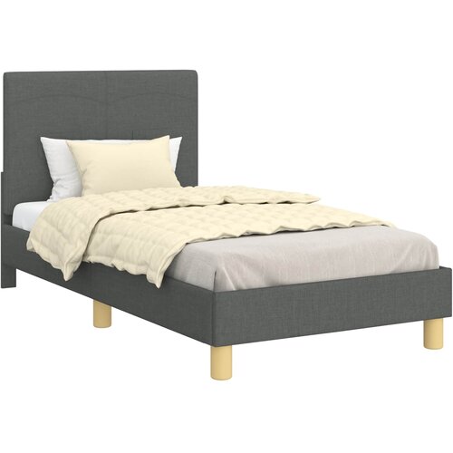  Krevet za djecu s uzglavljem Tamno siva 80 x 160 cm tkanina Slike