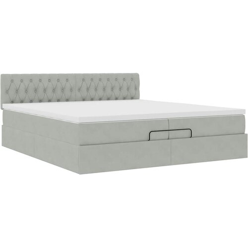  Ottoman krevet s madracem svijetlo sivi 200x200 cm bar&amp;scaron;un Slike