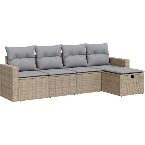 VidaXL 5-dijelni vrtni set sofa s jastucima bež od poliratana Slike