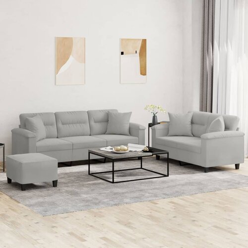  3-dijelni set sofa s jastucima svjetlosivi od mikrovlakana Cijene