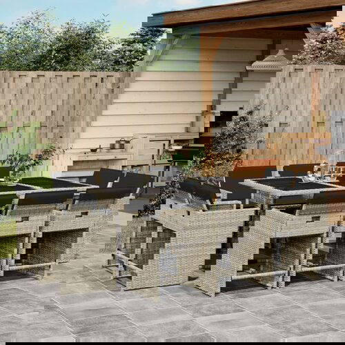  The Living Store Vrtna jedilna garnitura 11-delna z blazinami sv. siv PE ratan - Vrtna Jedilna Garnitura, (21466985) Cene