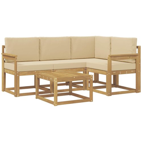 vidaXL Zunanja garnitura za sedenje z blazino 5 pcs Bela in bež, (5000281829) Cene