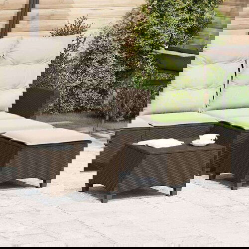 VidaXL Vrtni tabure s jastucima 2 kom smeđi 55x55x36 cm poliratan Slike