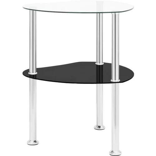  2-nadstropna mizica prozorna in črna 38x38x50 cm kaljeno steklo