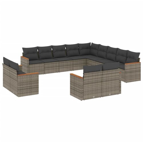 Maison Chic Seti vrtnega pohištva - Vrtna garnitura - Vrtni pohištvo set 13-delna z blazinami siv poli ratan, (21810477) Cene