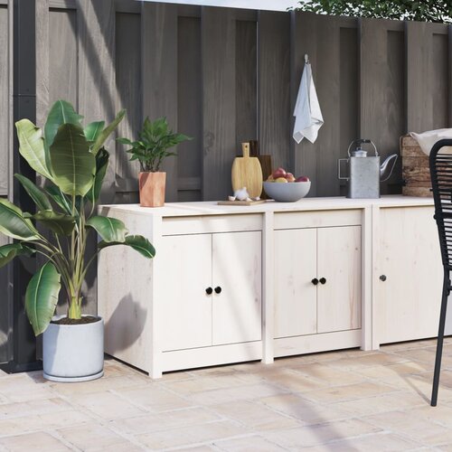 vidaXL Zunanja kuhinjska omarica bela 106x55x64 cm trdna borovina Cene
