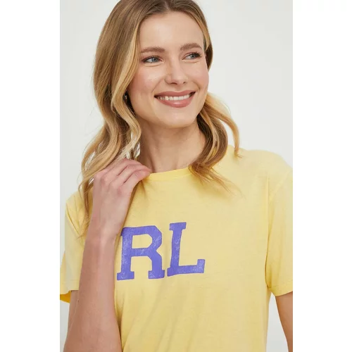 Polo Ralph Lauren Bombažna kratka majica rumena barva
