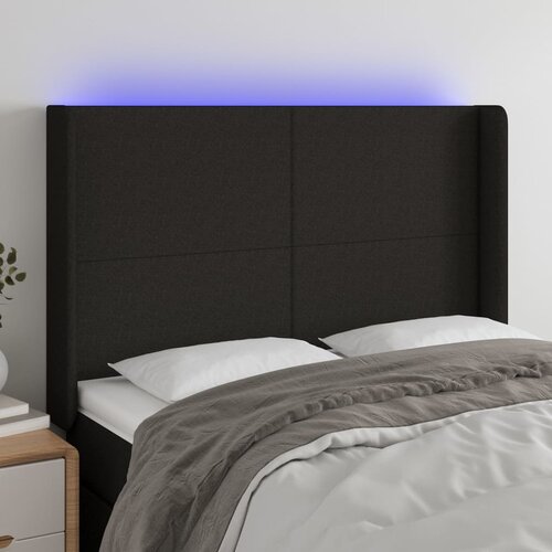  Uzglavlje crno 147 x 16 x 118/128 cm od tkanine Slike