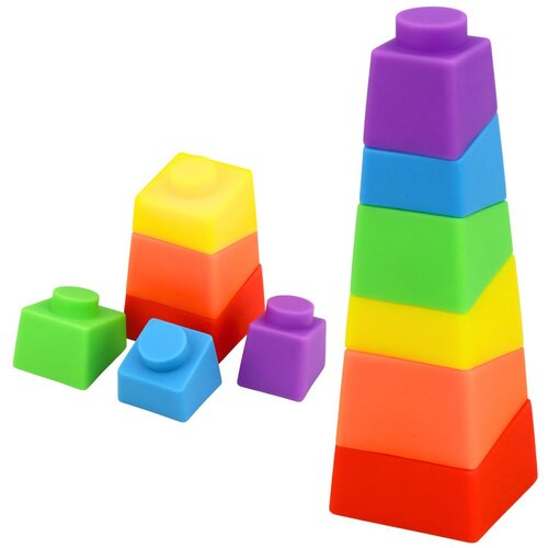  Set of Rubber Blocks Tower Rocket Cosmonaut Colorful 11 pcs. Slike