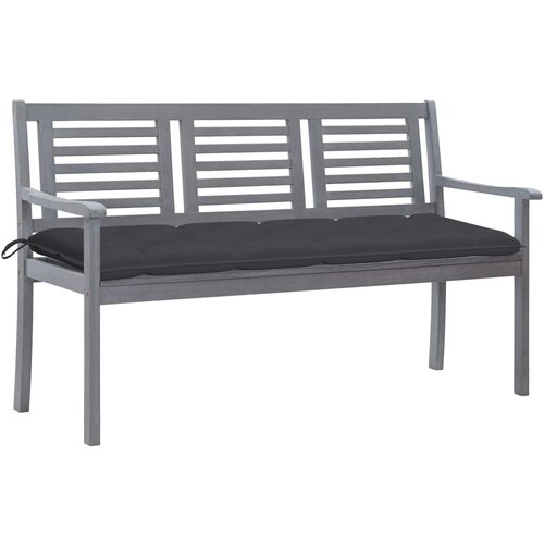 The Living Store Vrtna klop za 3 osebe z blazino 150 cm siv evkaliptusov les - Klop, (21477414) Cene