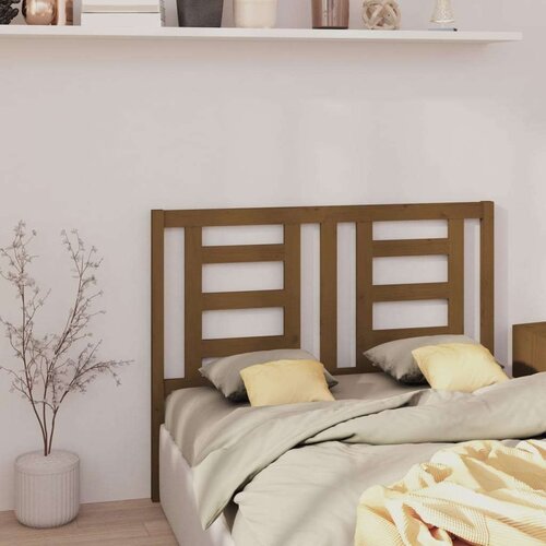  Uzglavlje za krevet boja meda 126 x 4 x 100 cm masivna borovina Slike
