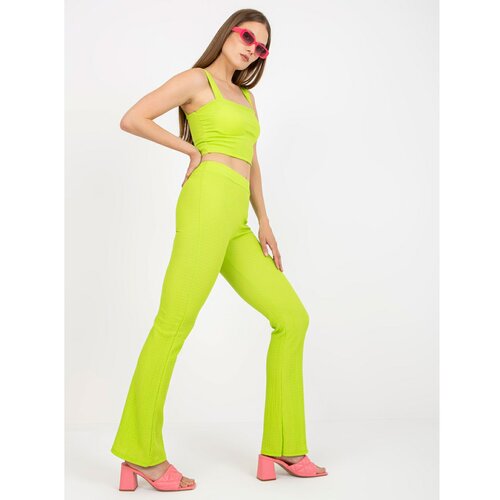 Fashion Hunters Lime casual set with high-waisted trousers Slike