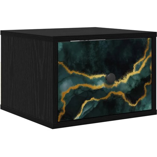  Wall-mounted noćni ormarić WIJHE Crni hrast 36 x 33 x 25 cm - Crni hrast Tirkizni mramorni uzorak 1 Slike