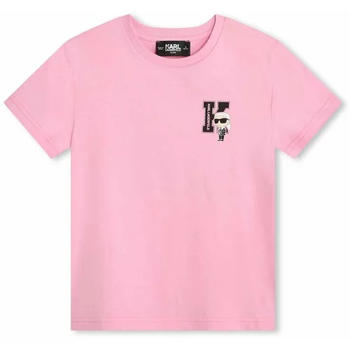 Karl Lagerfeld Otroška bombažna kratka majica roza barva