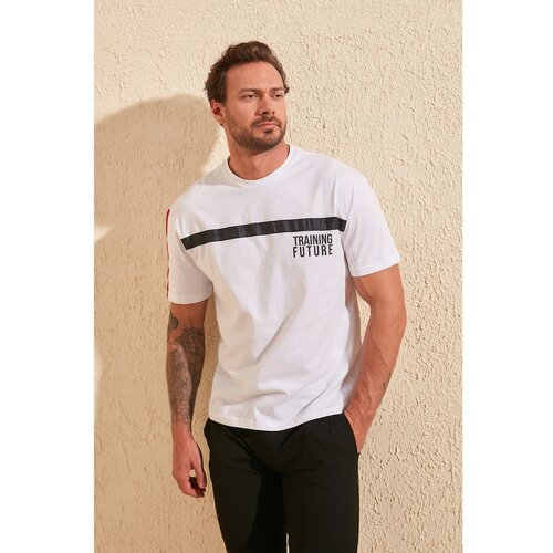 Trendyol white men's oversize fit printed t-shirt Cene