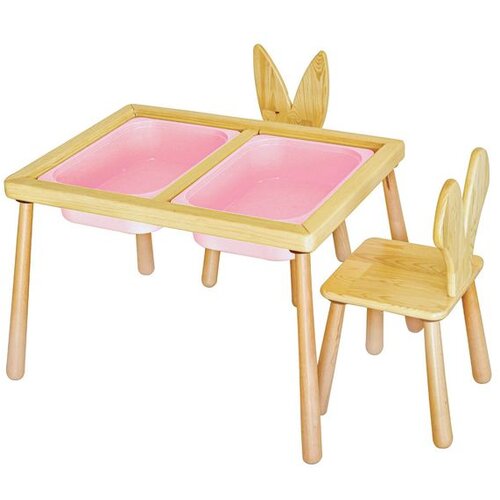 Woody Fashion Dječiji sto i 2 stolice, Roze Cijene