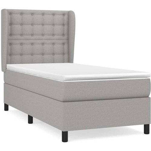 VidaXL Box spring postelja z vzmetnico svetlo siva 90x200 cm blago, (20791529) Slike