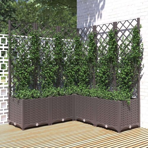 vidaXL Vrtna sadilica s rešetkom smeđa 120 x 120 x 136 cm PP Cene