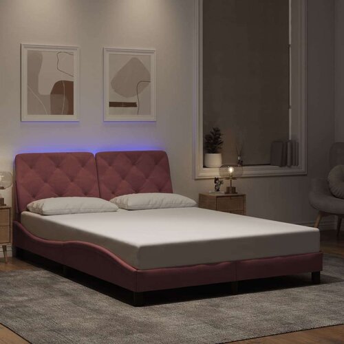 VidaXL Okvir kreveta s LED svjetlima ružičasti 120 x 200 cm bar&amp;scaron;unasti Slike