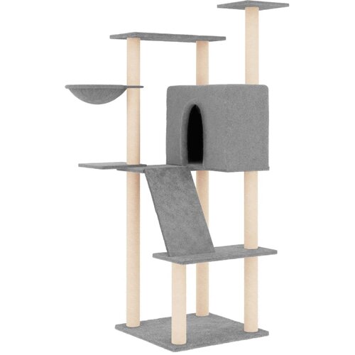 vidaXL Mačje drevo s praskalniki iz sisala svetlo sivo 143 cm, (20796831) Cene