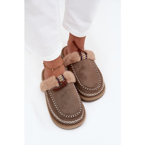 Boto Women&amp;#039;s slippers with fur and embroidery Green Perivelle Slike