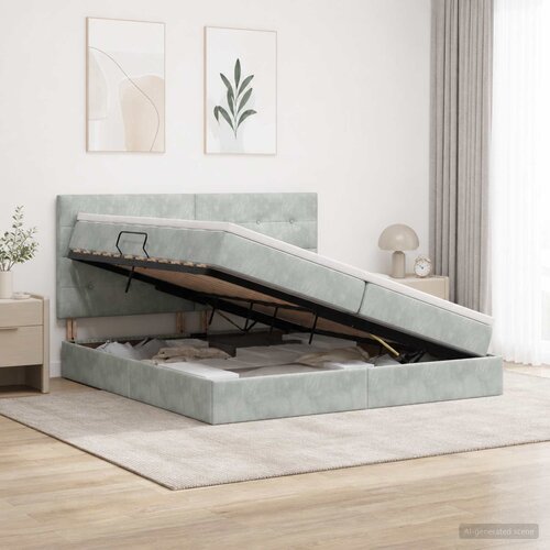  Krevet od pjene s madracem i LED-om Svjetlosiva 200 x 200 cm Cijene