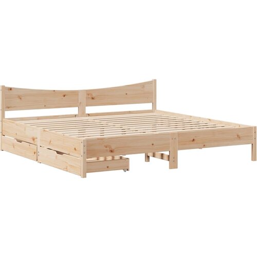 VidaXL Okvir kreveta s ladicama 200 x 200 cm od masivne borovine Slike