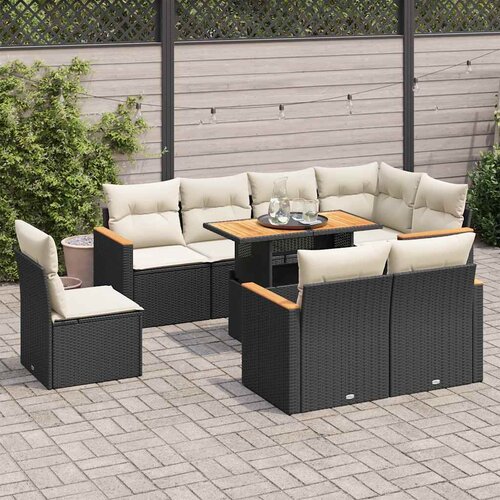  9-dijelni set vrtnih sofa s jastucima crni od poliratana bagrem Cene