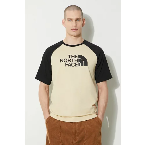 The North Face Pamučna majica M S/S Raglan Easy Tee za muškarce, boja: bež, s uzorkom, NF0A87N73X41