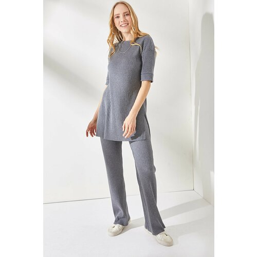 Olalook Women's Anthracite Short Sleeve Tops and Bottoms Lycra Suit Cene
