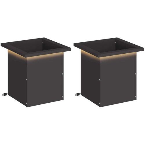  Vrtna posuda za sadnju s LED svjetlom 2 kom. Crna - Crna 30 x 30 x 30 cm 2 Slike