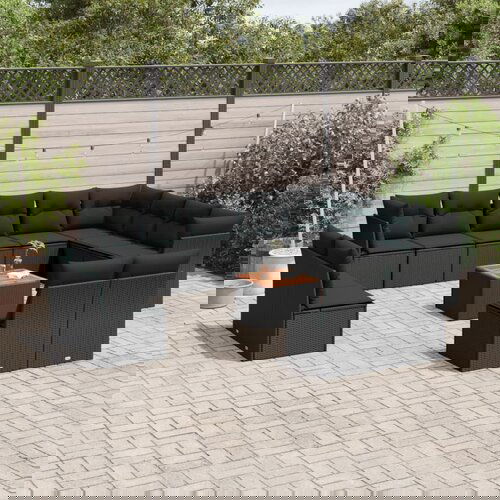 vidaXL 13-dijelni set vrtnih sofa s jastucima poliratan crni Cijene