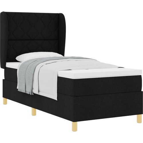 vidaXL Box Spring postelja z vzmetnico Črna 100x200 cm Fabric Cene