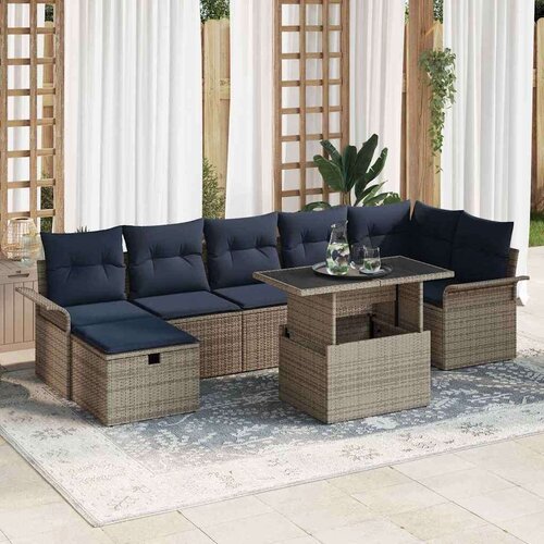  Vrtna sedežna garnitura z blazino 8 pcs Siva Poly ratan, (5000154681) Cene
